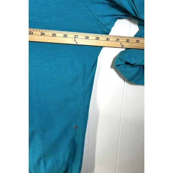 Neon Buddha Button Front Tunic Top Cotton Roll Tab Sleeves Blue Size 3X - Picture 4 of 10
